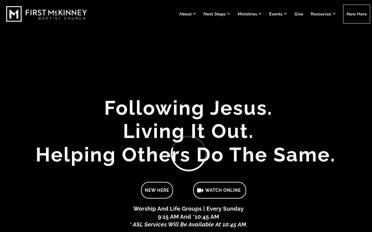 First McKinney Baptist Church website screenshot