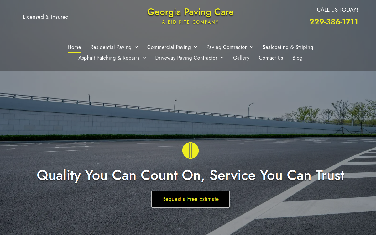 Bid Rite Paving website screenshot
