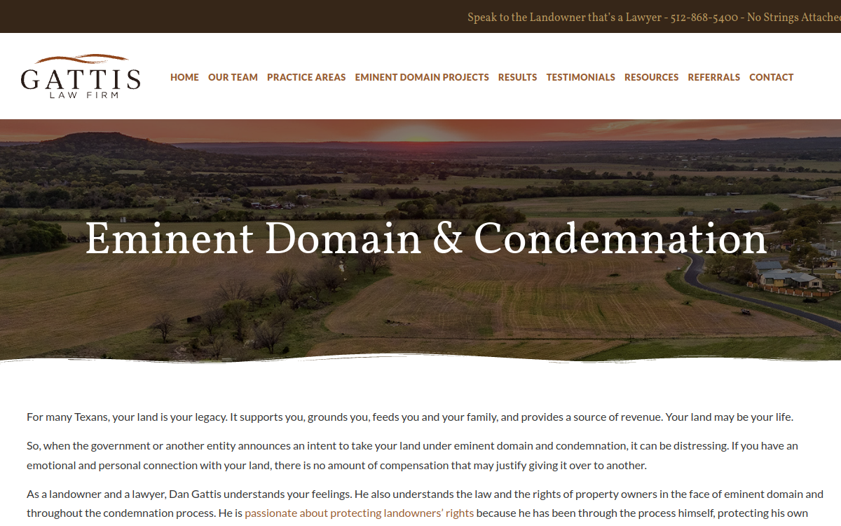 Gattis Law Firm, P.C. website screenshot