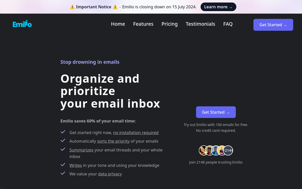 Emilio website preview