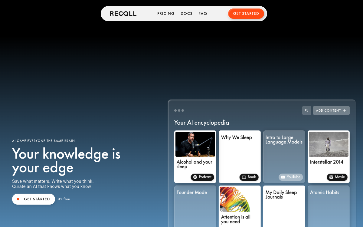 Recall website preview