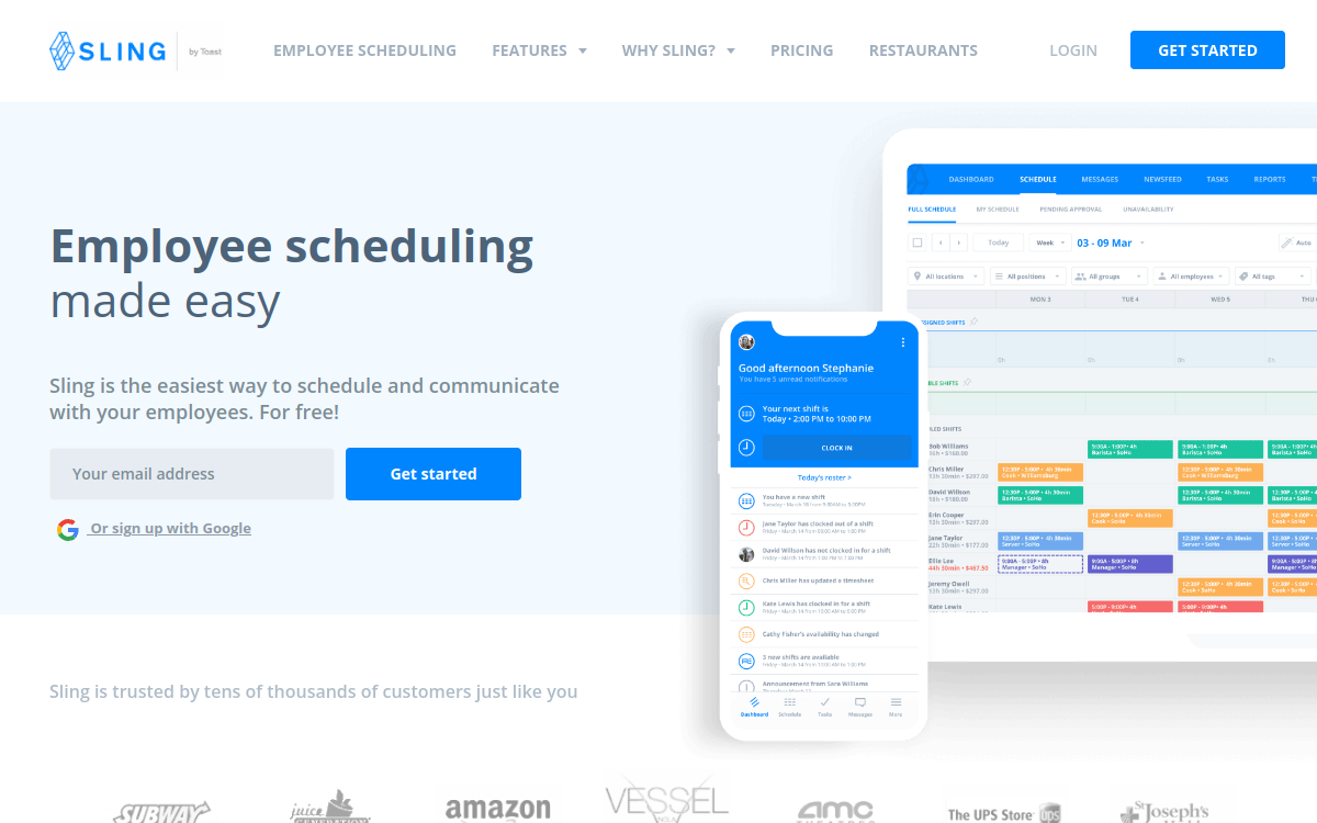 Sling interface screenshot