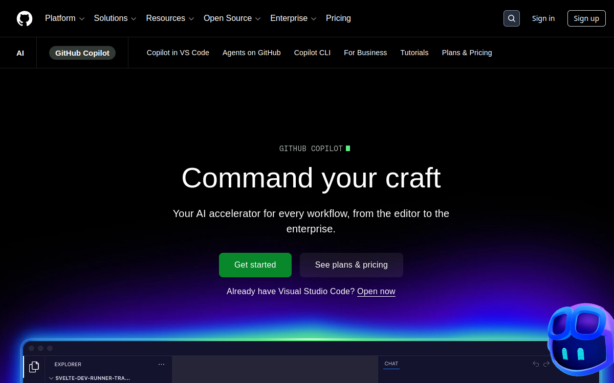GitHub Copilot website preview