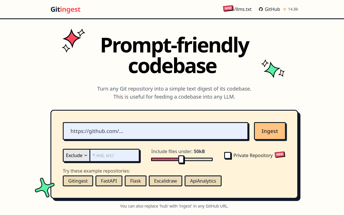 Gitingest website preview