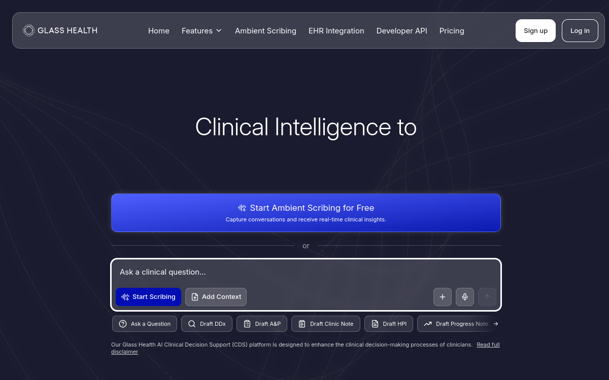 Glass Health website preview
