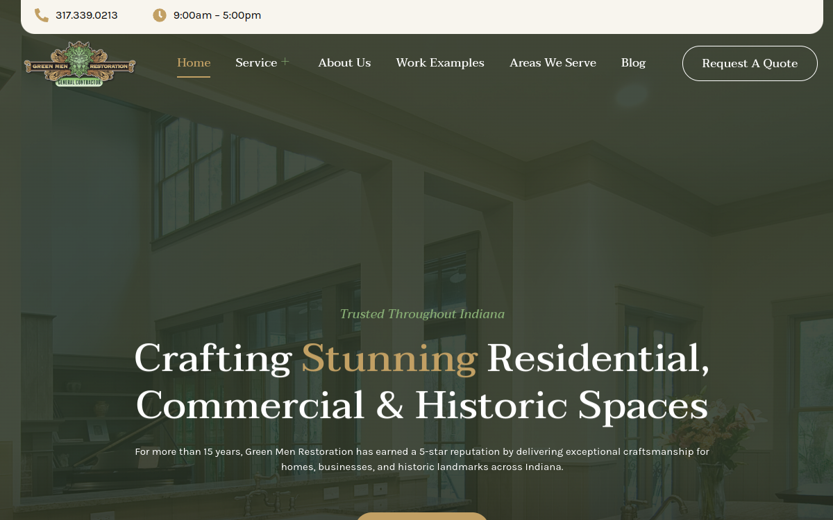 Green Men Restoration Group website screenshot