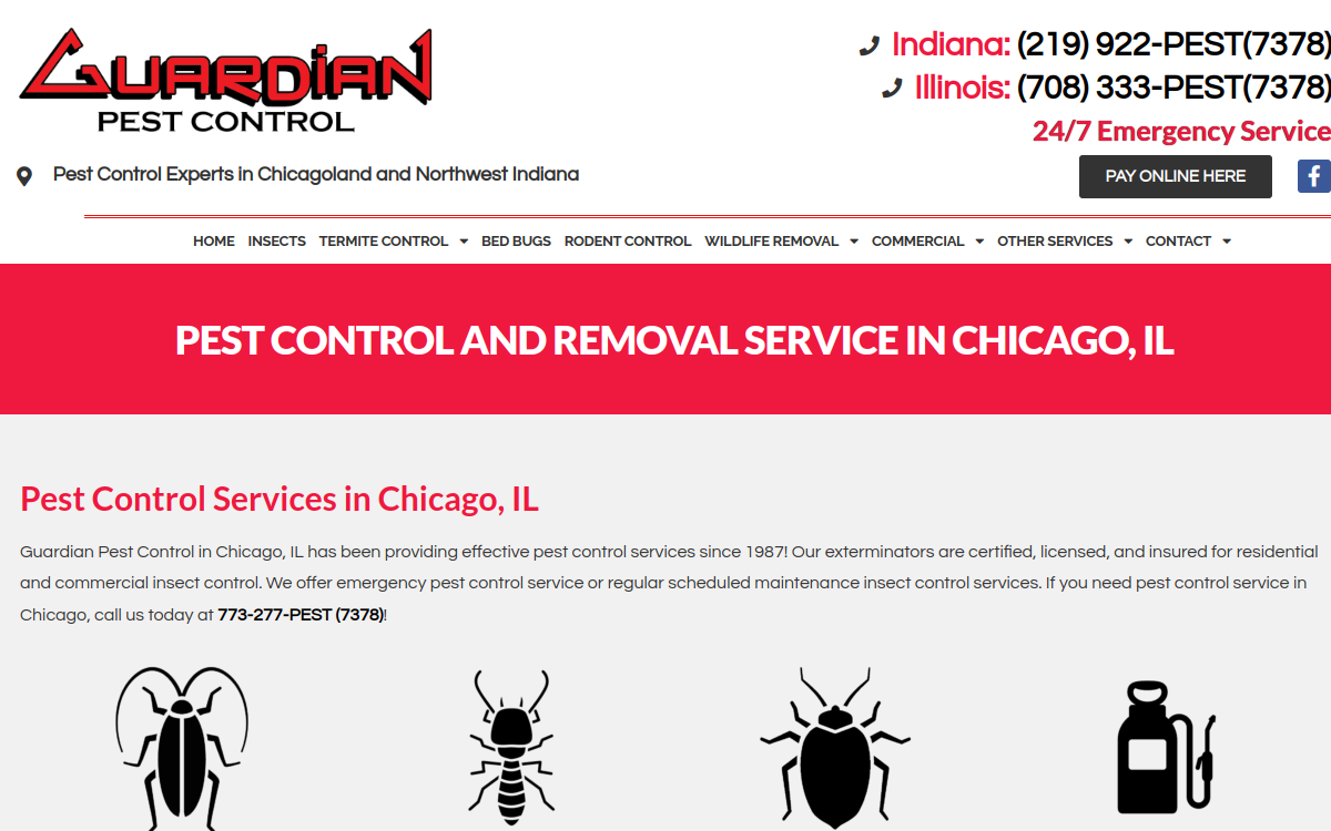 Guardian Pest Control website screenshot