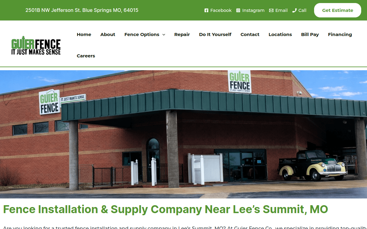 Guier Fence Co website screenshot