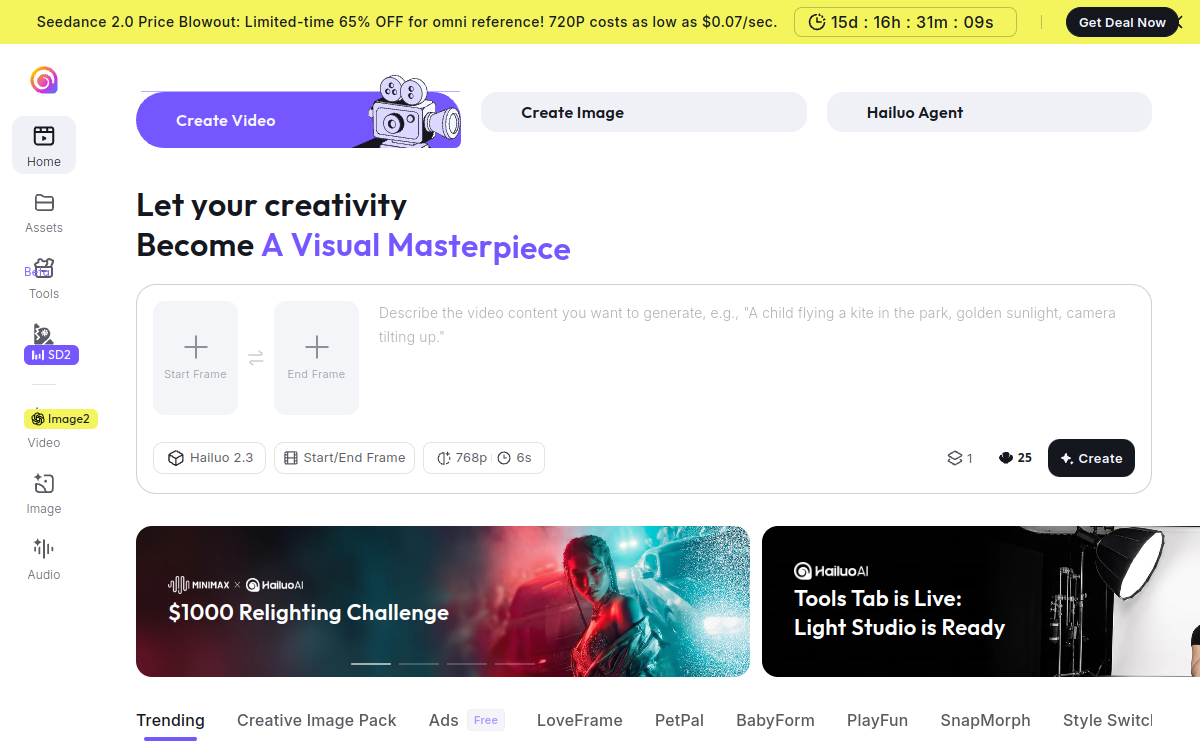 Hailuo AI website preview