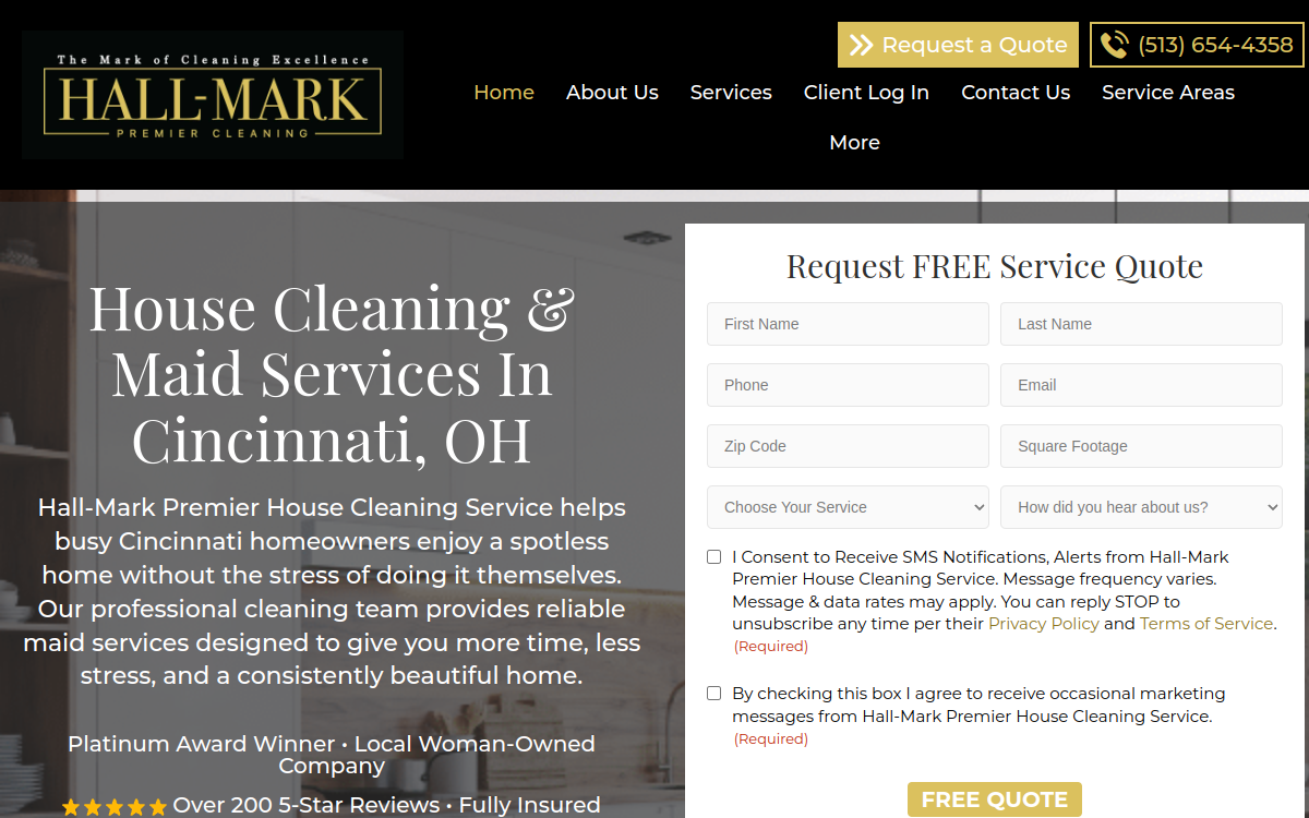 Hall-Mark Premier House Cleaning Service website screenshot