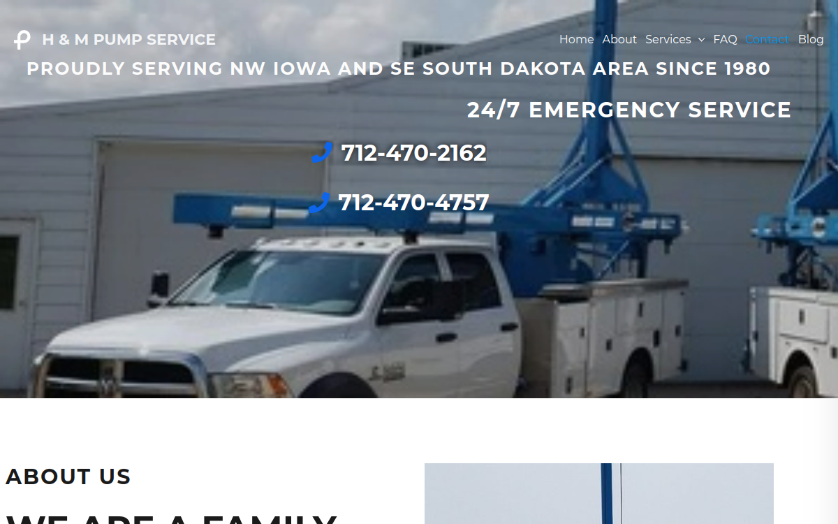 H & M Pump Service website screenshot