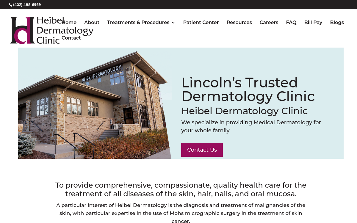 Heibel Mark D MD Dermatology website screenshot