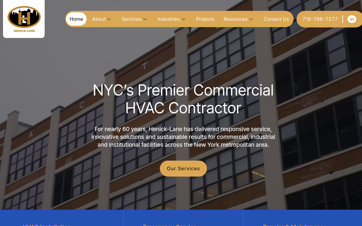 Henick-Lane website screenshot