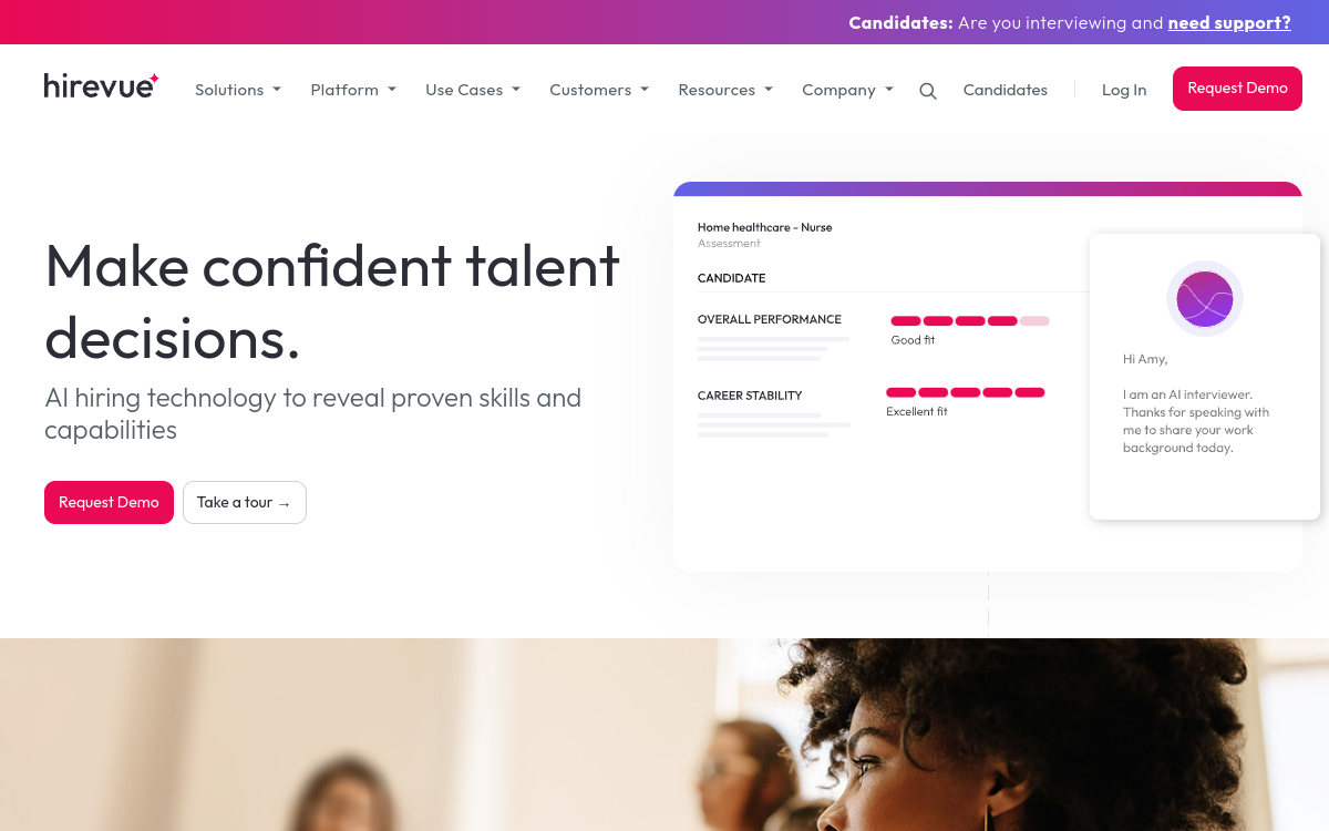 HireVue interface screenshot