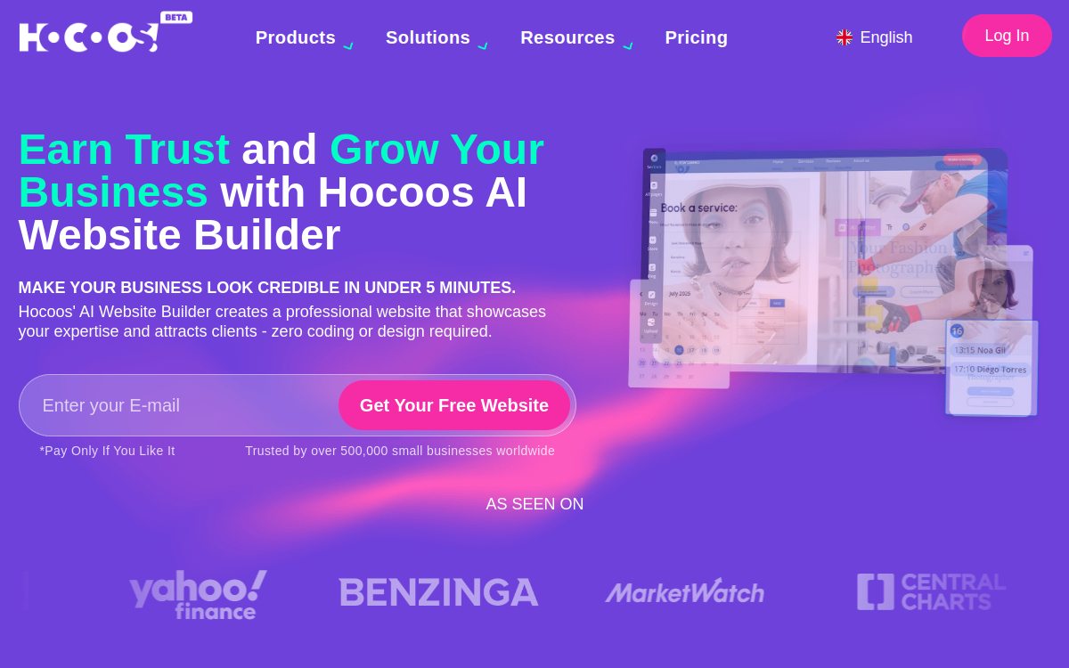 Hocoos website preview