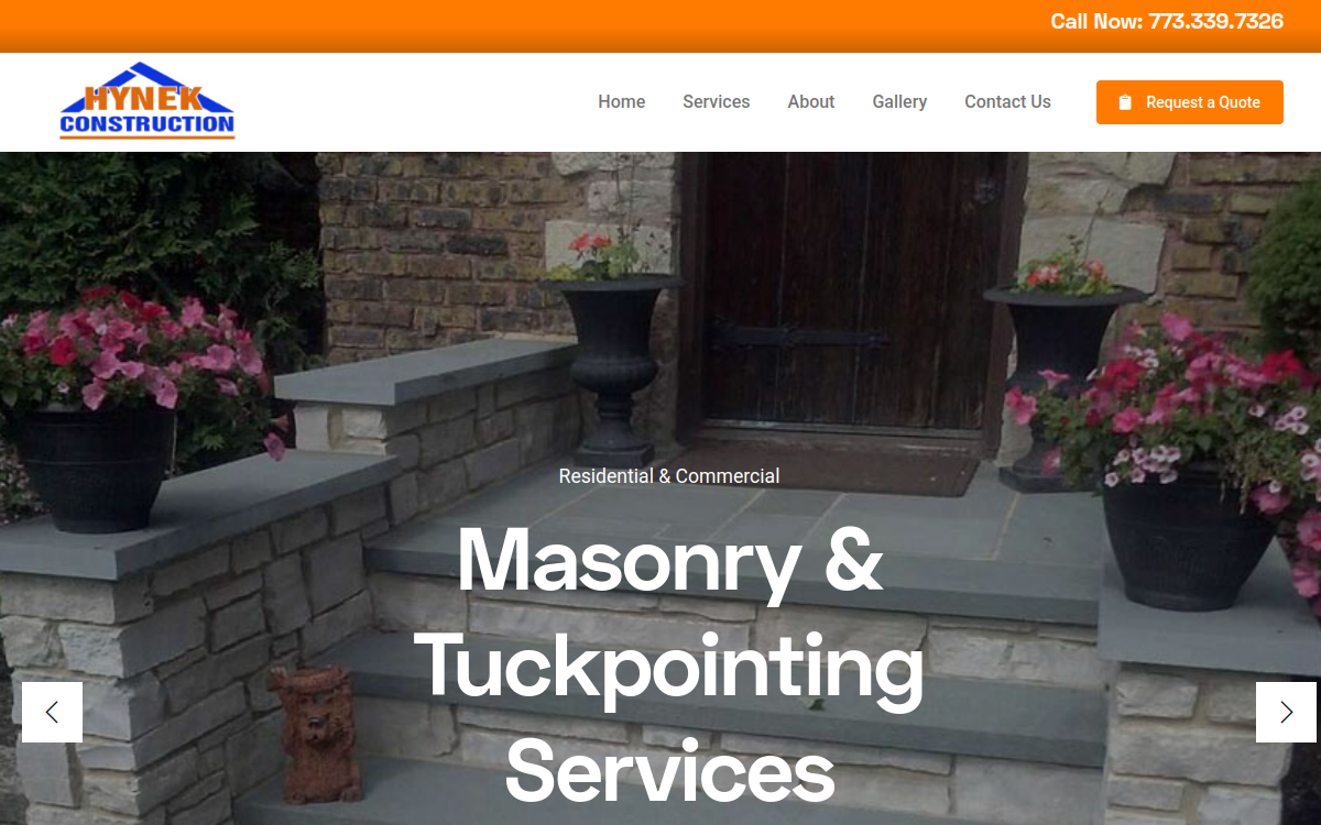 Hynek Construction website screenshot