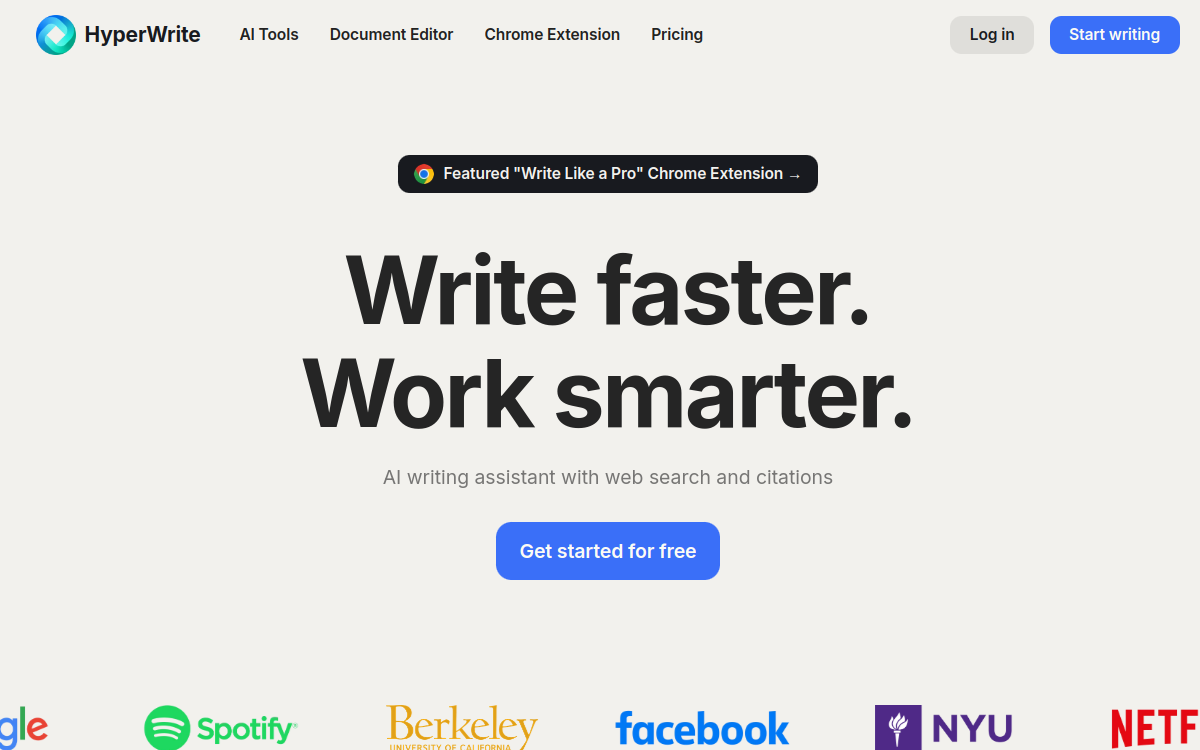 Screenshot di HyperWrite