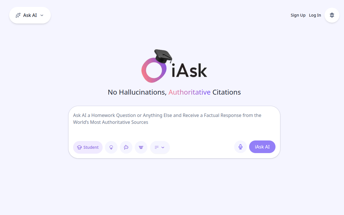 iAsk AI website preview