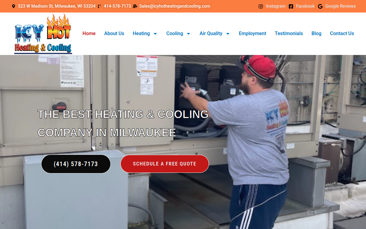 Icy Hot Heating & Cooling website screenshot