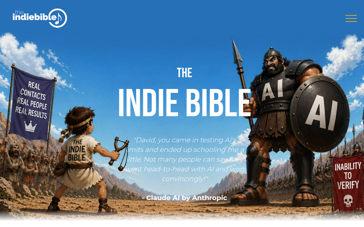 The Indie Bible website screenshot