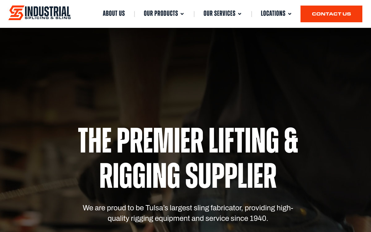 Industrial Splicing & Sling, LLC website screenshot