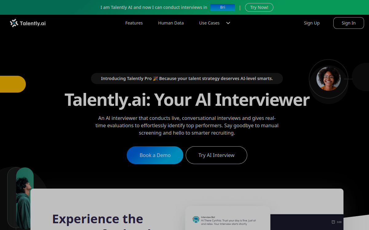 Talently AI website preview