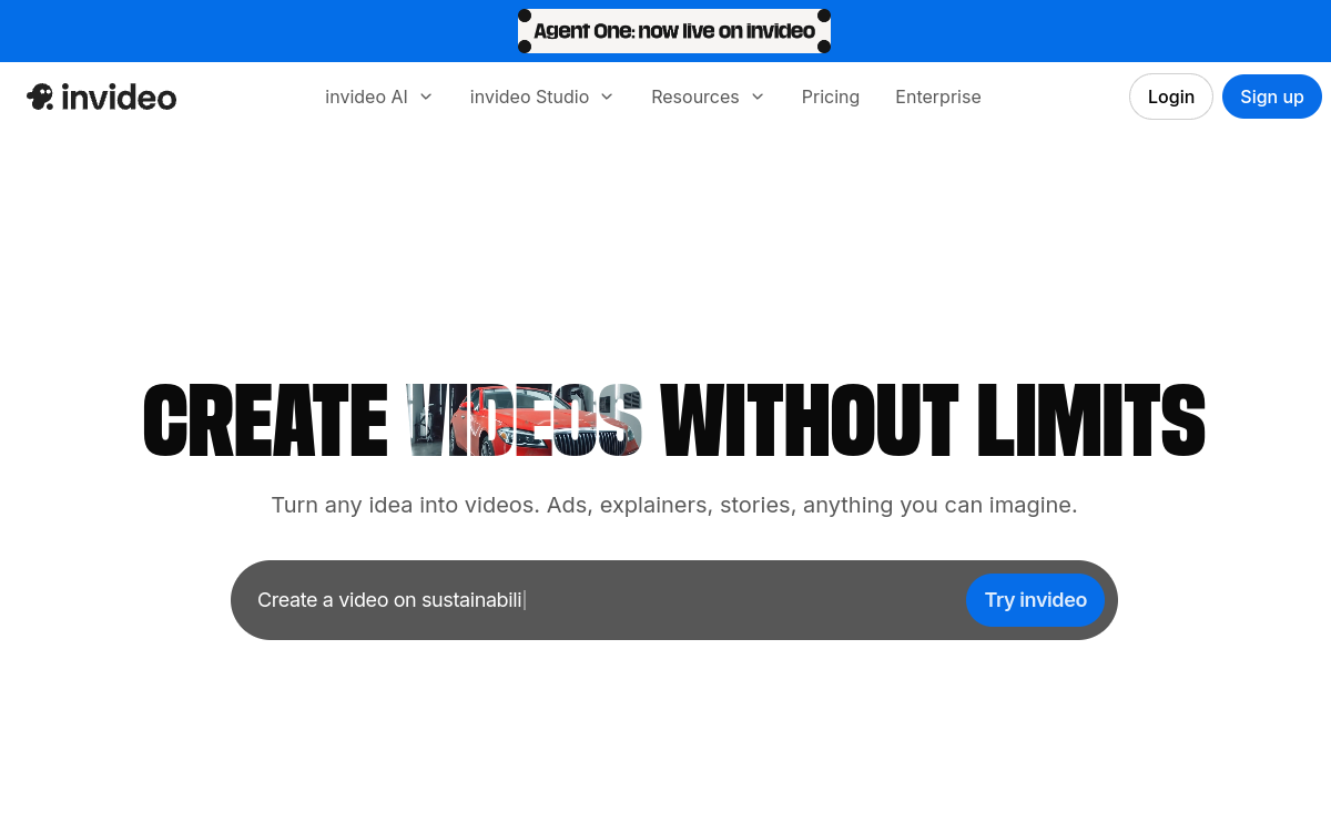 InVideo AI website preview