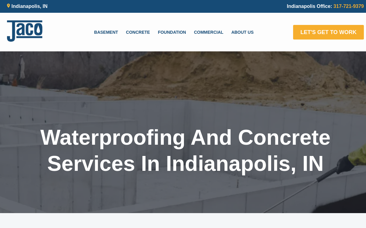 Jaco Waterproofing website screenshot
