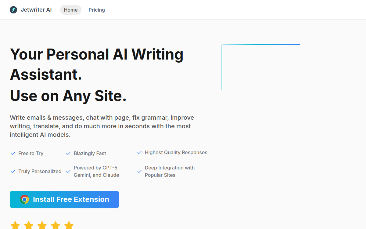 Jetwriter website preview