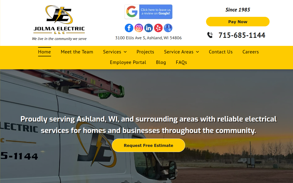 Jolma Electric website screenshot