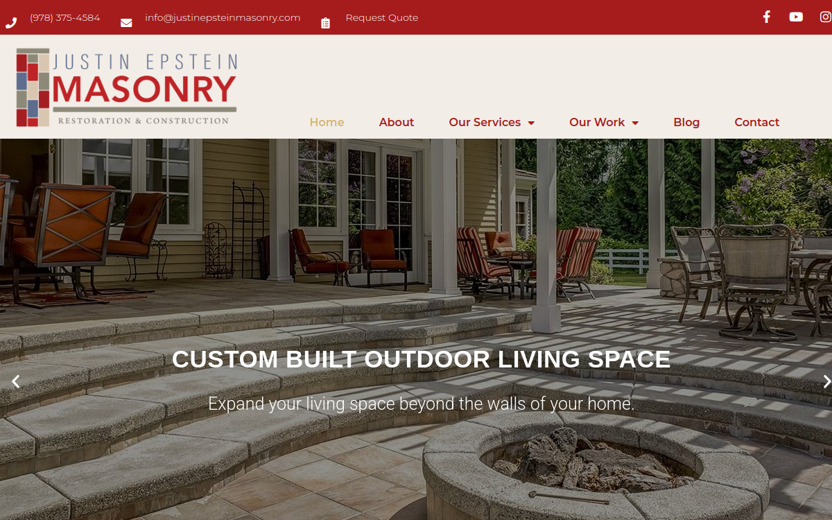 Justin Epstein Masonry LLC website screenshot