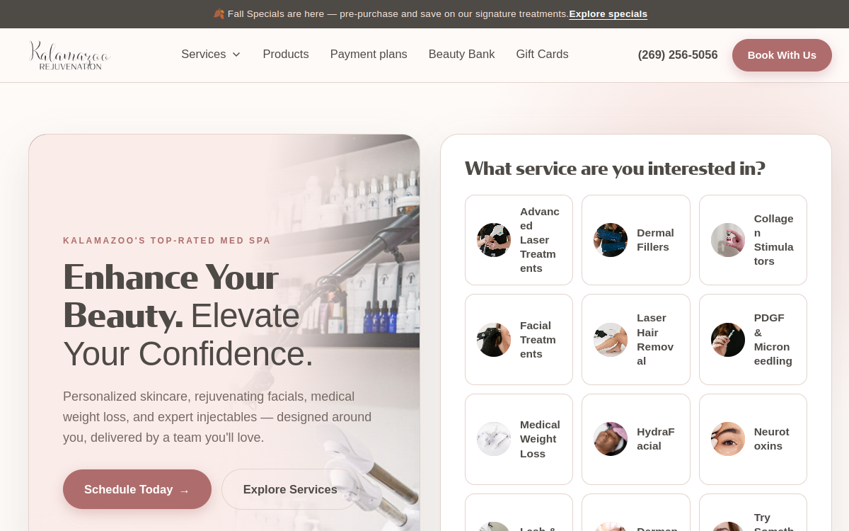 Kalamazoo Rejuvenation website screenshot