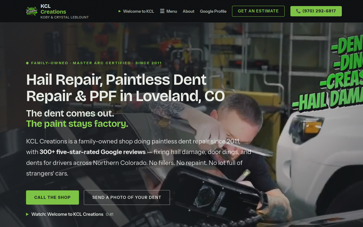 KCL Creations, LLC website screenshot