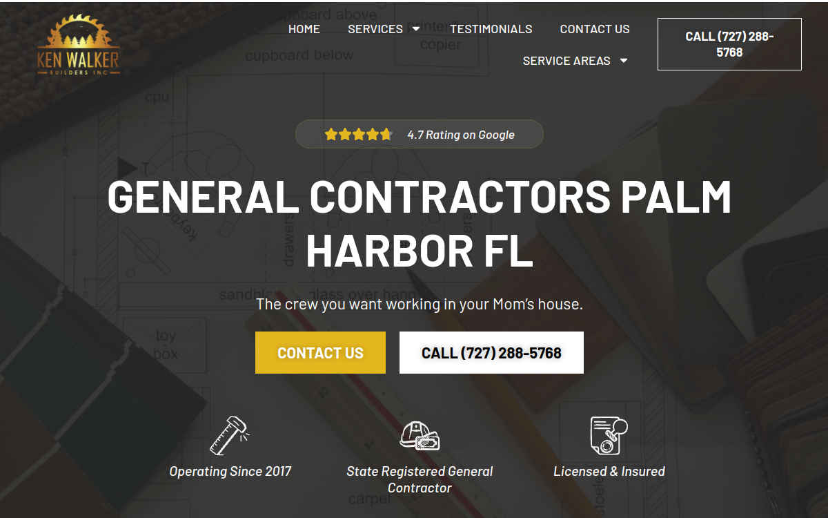 Ken Walker Builders, Inc. website screenshot