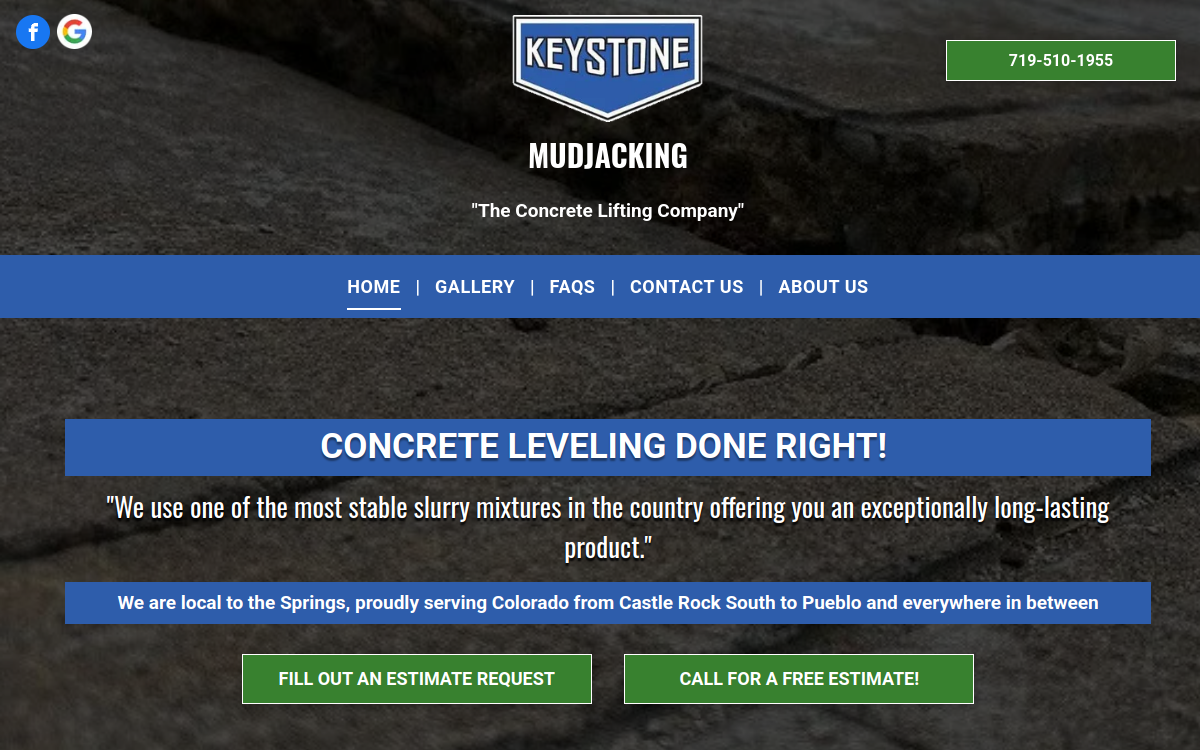 Keystone Mudjacking website screenshot