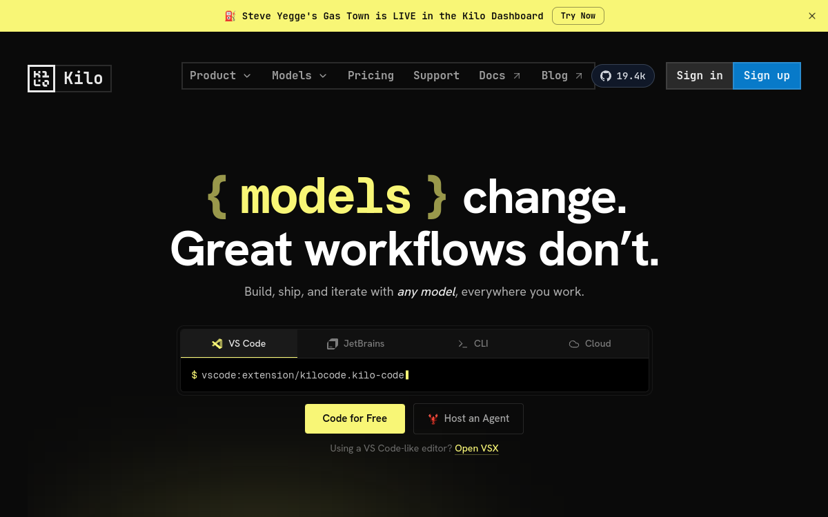 Kilo Code website preview