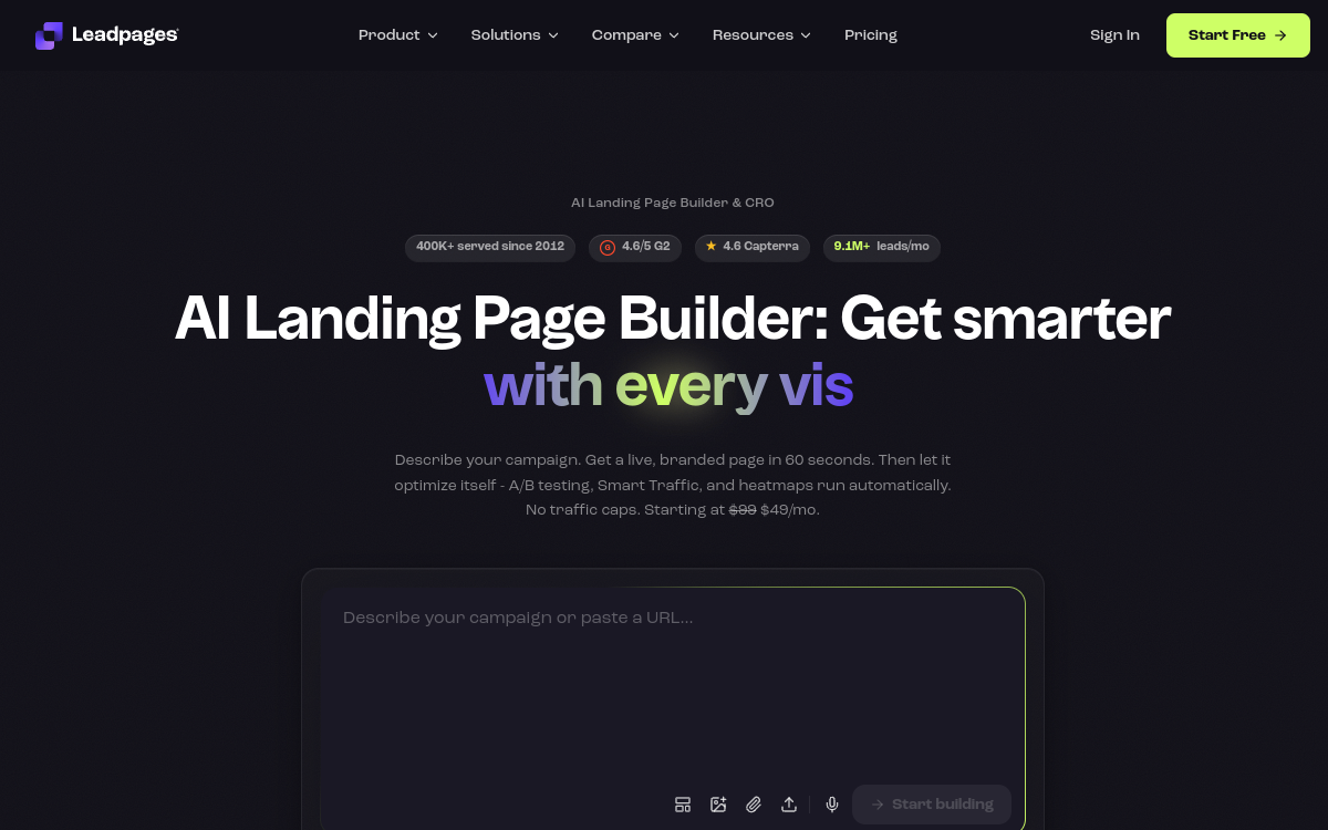 Screenshot von Leadpages