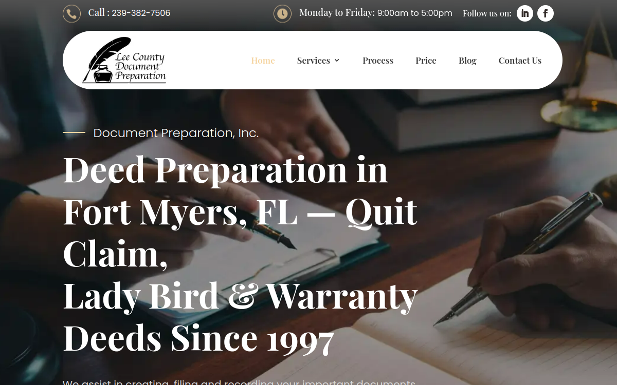 Lee County Document Preparation, Inc. website screenshot