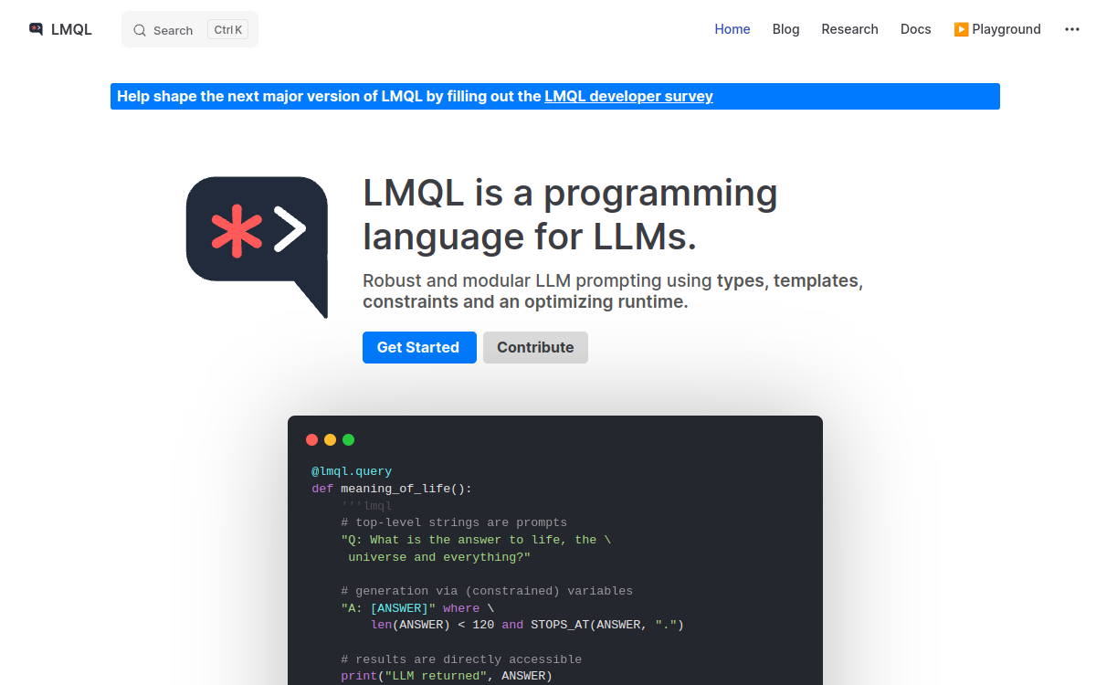 LMQL website preview