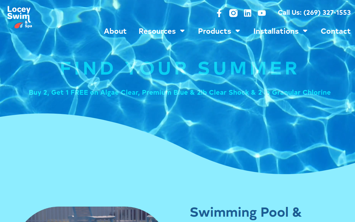 Swimming Pool Supplies Portage - Locey Swim & Spa, LLC website screenshot