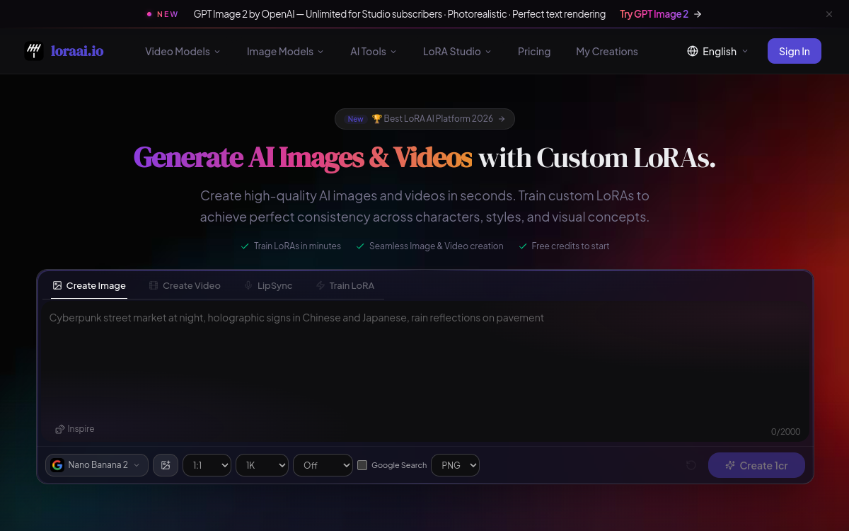 Screenshot von Lora AI