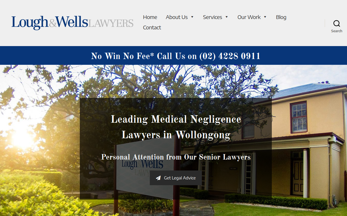 Lough & Wells Lawyers website screenshot