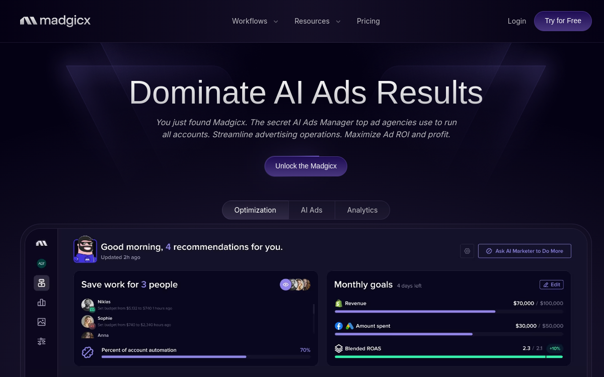 Madgicx website preview
