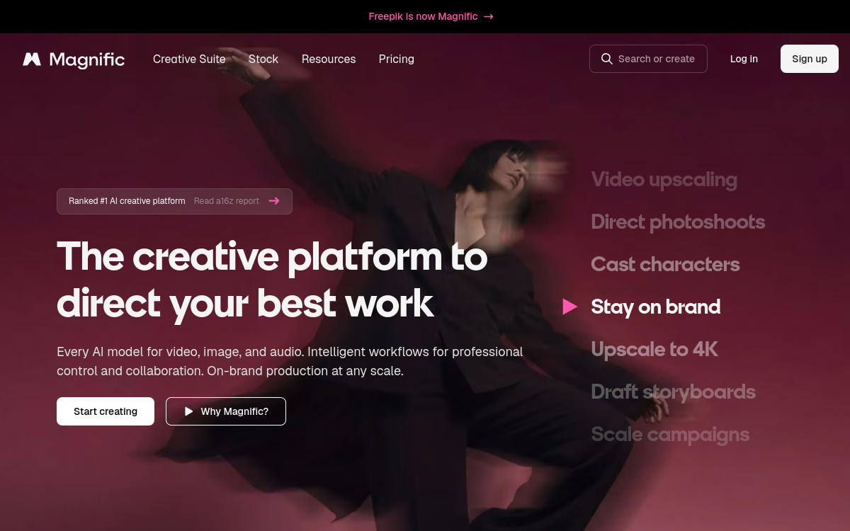Magnific AI website preview