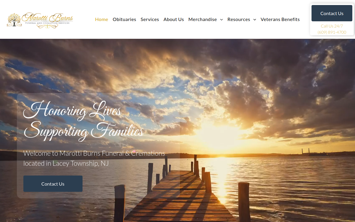 Marotti-Burns Funeral & Cremation Services website screenshot