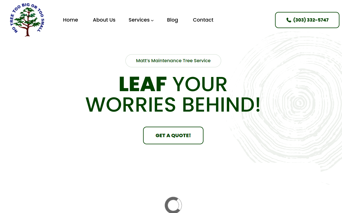 Matt's Maintenance Tree Service website screenshot