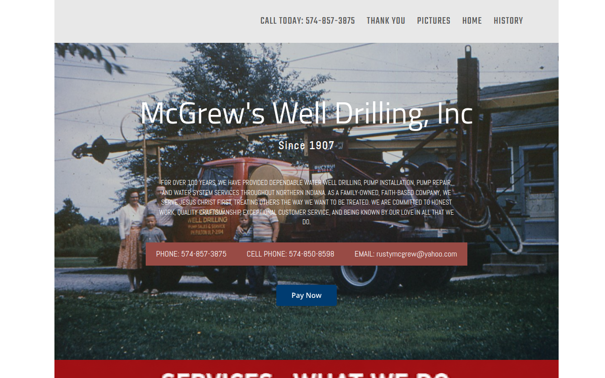 McGrew's Well Drilling, Inc website screenshot