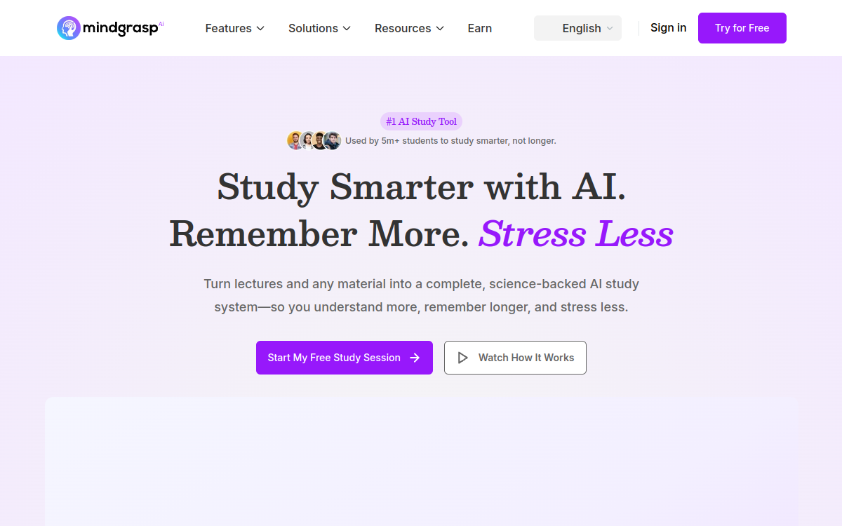 Mindgrasp website preview