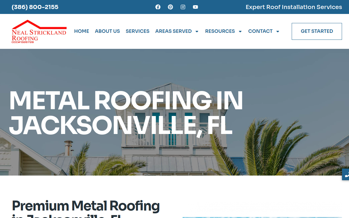 Neal Strickland Roofing website screenshot