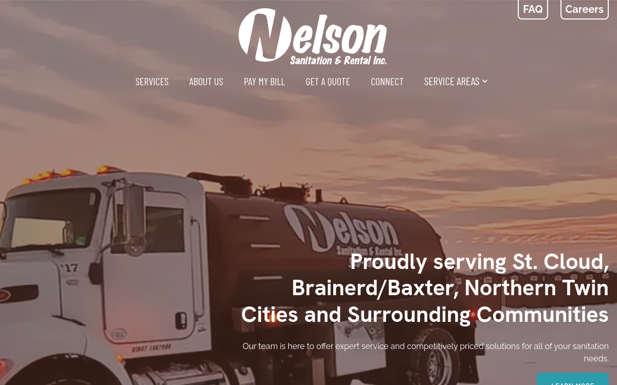 Nelson Sanitation & Rental, Inc website screenshot